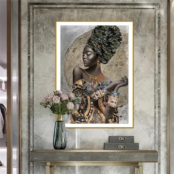 Platno Slike Afriških Črna Ženska Grafiti Umetnost Plakatov In Fotografij Povzetek Dekle Na Zid Umetniške Slike Doma Dekor
