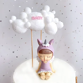 Pliš Baby Happy Birthday Cake Zgornji Del Bel Oblak Cupcake Pokrivalo Za Otroke Rojstni Dan Torta Okraski Dobave Baby Tuš