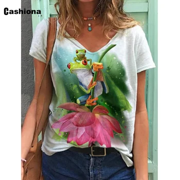 Plus velikost 3xl Ženske Elegantne Prosti čas Priložnostne T-shirt Bohemian Cvet Tiskanja Proti-vrat Svoboden Žensk Vrh 2021 Poletje Tees majica Femme