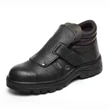 Plus velikost mens anti-oparinami varjenje jekla toe čevlji zajema varnost škorenj, usnje krava delo čevlji varno gleženj botas seguridad črna
