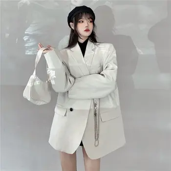 Plus Velikost Oblačila za Ženske 2021 korejski Hip-hop Ženske Jopiči, Jakne Priložnostne Chaqueta Mujer Prevelik Bel Blazer Femme