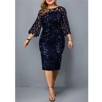 Plus Velikost Ženske Poletje Obleko Elegantno Bleščica Rojstni Obleke Za Ženske 2021 Nove Priložnostne Obleko Poročno Večerne Obleke 5XL