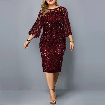 Plus Velikost Ženske Poletje Obleko Elegantno Bleščica Rojstni Obleke Za Ženske 2021 Nove Priložnostne Obleko Poročno Večerne Obleke 5XL