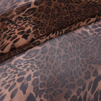 Po Meri Leopard Tiskanja Georgette Tkanine Tanek Prozoren Mulberry Svile Oblačila Diy Šivanje Krilo Šal Obleko Iz Svile Poletje Nova