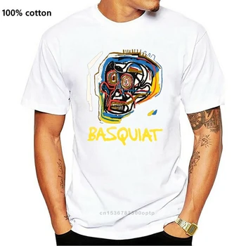 Po Meri Majica Kratek Rokav Design, Grafični O-Vratu Mens Jean Michel Basquiat Tees
