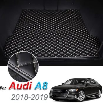 Po Meri Usnje Prtljažniku Avtomobila Preproge Za Audi A8 2018-2020 Non-Hibridni Zadaj Prtljažnik Talna Obloga Pladenj Preprogo Blato