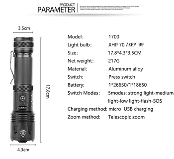Pocketman 30000LM LED Svetilka Z Imetnik Pero Rep vrv USB Polnilna LED Svetilko XHP70 Kamp Lanterna Lučka Uporabite 26650