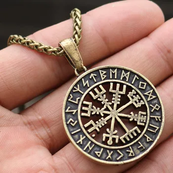 Poganski Viking Nakit Vegvisir Čelada Groze V Runic Krog Obesek Vegvisir Viking Kompas Rune Amulet Collier Ogrlica