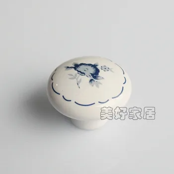 Pohištvo Strojne opreme, Keramičnih Modre In Bele Porcelanaste Kabinet Potegnite Ročico Gumbi(Premer:33 mm)
