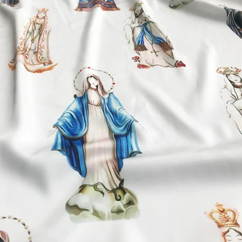 Polak naslikal devica Marija Digitalno Slikarstvo Stretch Tkanina Za Žensko Obleko Bazin Riche Telas Por Metro Tissus Tela Šivanje