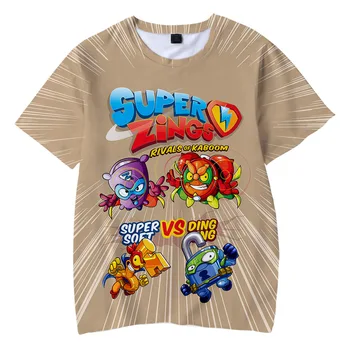 Poletje 3D Tiskanje Super Zings T-shirt Fant Dekle Oblačila za Priložnostne Kratkimi Rokavi Za Otroke Jasen Vzorec brez vonja T Shirt 4T-14T