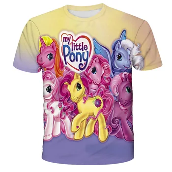 Poletje Kawaii Baby Dekle Samorog T-shirt Moj Mali Otroka Srčkan za dekle, ponija 3D tiskanih tshirt vrhovi Otroci Stranka T-shirt Kostumi