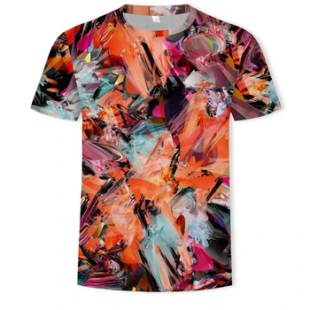 Poletje Nove Moške 3d T-shirt Lepe Grafiti Naslikal 3d Digitalni Tisk Priložnostne In Udobno Velike Vrhovi Prevelik T-majice