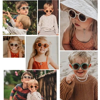 Poletje Retro Krog Otrok Polarizirana sončna Očala UV-400 Zaščita Otrok sončna Očala 83XF