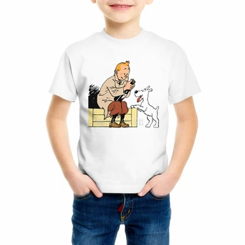 Poletje Vrh Otroci T Srajce 3D Cartoon Tintin Adventure Classic Animacija Fantje/Dekleta/Baby T-majice Tees po Meri Priložnostne Tshirts M24-1