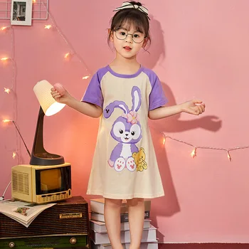 Poletje za otroke nightdress deklica kratka sleeved tanke oddelek luštna dekleta kratka sleeved pižamo risanka domov storitev