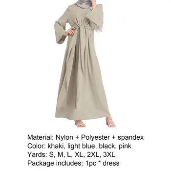 Poletje Ženske Priložnostne Slog Obleko Maxi Svoboden Abaya Nidha Long Sleeve Solid Color Dubaj Turčija Skromno Haljo Tam Kaftan Islam
