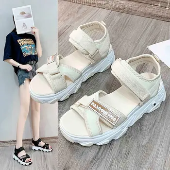 Pomlad in Poletje Športne Sandale 2021 Moda korejski Velcro Ženske Čevlje Malenkost Platformo Sandali