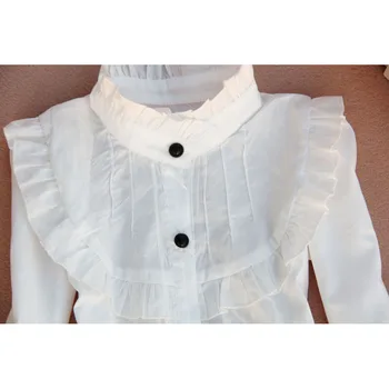 Pomlad Jesen 2021 Otrok Bluze Baby Bottom Mandarin Ovratnik Srajce Bombaž Belo Bluzo za Dekleta Modni Najstniških Oblačila