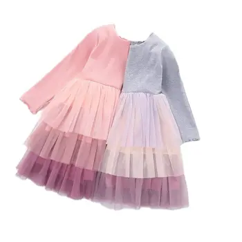 Pomlad Novega Dojenčka Dekleta Obleke Princess Očesa Otroški Kostumi Tri-plast Gradient Barve Otrok Torto Obleko Rojstni Vestidos