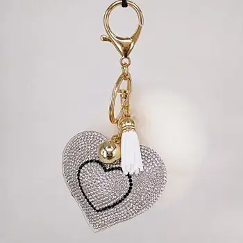 Pompom Keychain Nosorogovo Srce Ženske Torbe Key Ring Ročno Accrssories Keychains Obeski Očarljivo Vzmetenje Dekoracijo