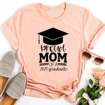 Ponosna Mama od 2021 Podiplomski Tshirt za Podiplomski Mama Majica Razred 2021 Estetska Oblačila Diplomi Darilo Višji 21Graphic Tees