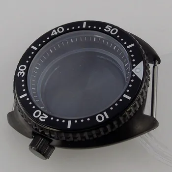Popolnoma Črna 45mm Watch Primeru, Primerni Za NH35/NH35A NH36/NH36A Gibanje 50M Nepremočljiva Črno Poglavje Obroč Zlitine Ploščo Vstavite Safir