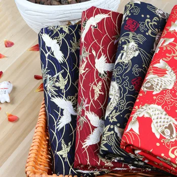 Porjavelost Tkanine Japonski Slog Bombažne Tkanine, Cvetlični Vzorec Za DIY Mozaik Ženska Obleka Cheongsam Tissu Coton Tekstilni Material