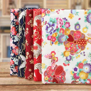 Porjavelost Tkanine Japonski Slog Bombažne Tkanine, Cvetlični Vzorec Za DIY Mozaik Ženska Obleka Cheongsam Tissu Coton Tekstilni Material