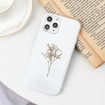 Posušeno cvetje Telefon Primeru Sladkarije Bele Barve za iPhone 11 pro XS MAX 8 7 6 6S Plus X 5S SE 2020 XR