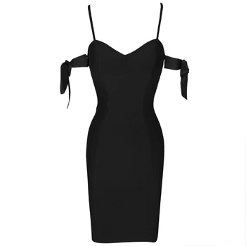 Povoj Obleko 2021 Nov Prihod Poletja Black Povoj Obleko Bodycon Ženske Kravato Ramenski Seksi Stranka Obleko Večer Klub Obleke