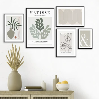 Povzetek Matisse Rože Zelene Listnate Vaza Wall Art Platno Slikarstvo Nordijska Plakatov In Fotografij Stenske Slike Za Dnevna Soba Dekor