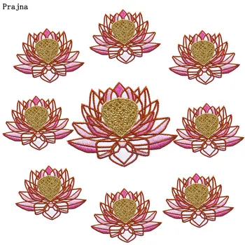 Prajna 10 KOS Lotus Vezenega Obliži Na Oblačilih Kristalni Cvet Obliž Železa Na Obliži Za Oblačila Nalepke Cvet Aplicirano
