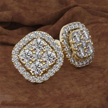 Pravi 14K Zlato je Povečal 1 Karat Diamant Nakit Uhan Granat 14 K Zlato, Peridot Diamond Granat Stud Uhani Polje za Ženske z Box