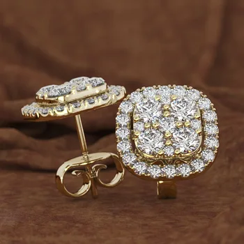 Pravi 14K Zlato je Povečal 1 Karat Diamant Nakit Uhan Granat 14 K Zlato, Peridot Diamond Granat Stud Uhani Polje za Ženske z Box