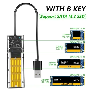 Pregledna M. 2 SSD Okrov za Visoke Hitrosti USB3.0 Gen1 5Gb/S, M. 2 NGFF SATA, Zunanji Trdi Disk, Ohišje Za PC