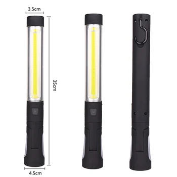 Prenosna delovna svetilka COB LED Svetilka Magnetni Baklo USB Polnilne 360 Vrtenje Delo Lučka Prilagodljiv Pregled Lamp, S Kljuko