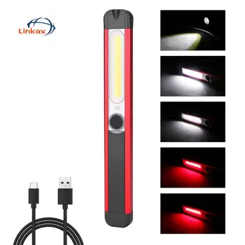 Prenosna LED COB Pozornosti Delovna Svetloba USB Polnilne Kampiranje Delo Inšpekcijskih Lučka Lučka za Ročno Svetilko z Močjo Magnetnega