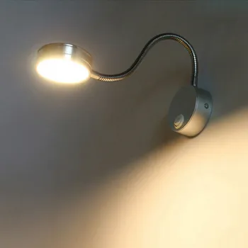 Prenosna LED Stenske Svetilke Z Gumb Preklopite 5W Spalnica Postelji Branje Svetlobe Smeri Nastavljiv stenski luči Prilagodljive knjiga svetlobe