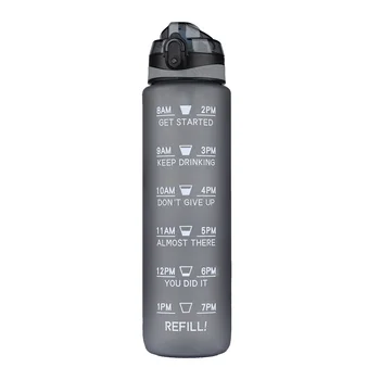 Prenosna Steklenica za Vodo S Časom Marker 1L Velike Zmogljivosti, Šport Steklenice Neprepustne BPA Free Pitne Steklenice Gradient Barvo Steklenice