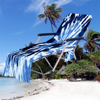Prenosna Zložljiva Plaži Stol Kritje Barvit Vzorec Počivalnik Brisačo s Strani Pocket Mikrovlaken Sončenje Salon Plaža Brisačo