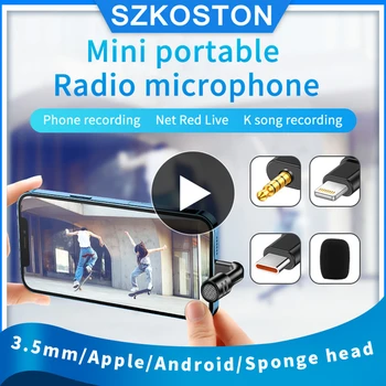 Prenosni Mini Mikrofon za Snemanje Mobilni Telefon Mic Video Intervju Pametni Kondenzator Mikrofon za Telefon iPhone Plug And Play