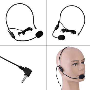 Prenosni Nad Glavo Nositi mikrofon Mini 3,5 mm Glavo, vgrajen Žični Mikrofon za Govor Telefonski Ojačevalec Zvočniki Predavanje Poučevanje