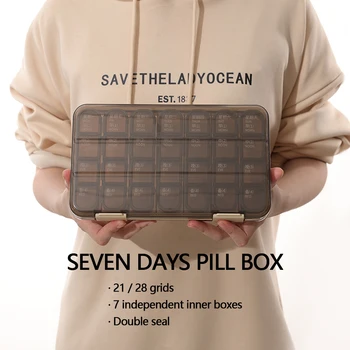 Prenosni Potovanja pill Box reševalne Medicine Primeru, 7 Dni Pill Box Zaprti 21/24 Omrežij, Velike Zmogljivosti, Sub-pakiranje Vlago,-dokazilo