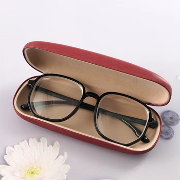 Prenosni Trdi Usnje Očala Primeru Polje Lesa Zrn Očala, Torbe Branje Očal Okvir Očal Zaščitnik Očala Posodo