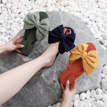 Preprost Bowknot Udobne Copate sandalias Ženske Poletje korejski Moda Priložnostne Non-Slip Nekaj Flip Flops Dihanje Plaži