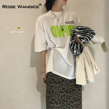 Prevelik Dolgo T - Shirt Ženski Korejska Različica Svoboden Priložnostne Stranka Udobno Študent 2021 Ženske Obleke Poletje Kratkimi Rokavi