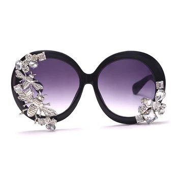 Prevelik Krog sončna Očala Ženske 2021 Trend Diamond Nosorogovo Stekla Ženska Očala Letnik Očala Veliki Okvirji Odtenki oculos