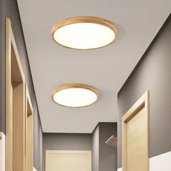 Prijavite LED ultra-tanek masivnega lesa stropne luči dnevna soba, spalnica lučka krog preprost slog, Nordijska balkon Japonski slog razsvetljavo