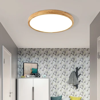Prijavite LED ultra-tanek masivnega lesa stropne luči dnevna soba, spalnica lučka krog preprost slog, Nordijska balkon Japonski slog razsvetljavo